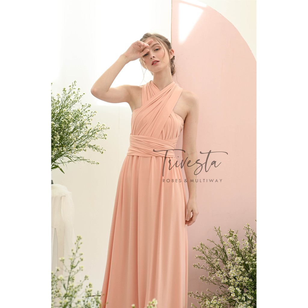 MAXI | SALEM BABY / PEACH |MULTIWAY INFINITY CONVERTIBLE DRESS | FREE KEMBEN &amp; SPECIAL LONG SCRAFT