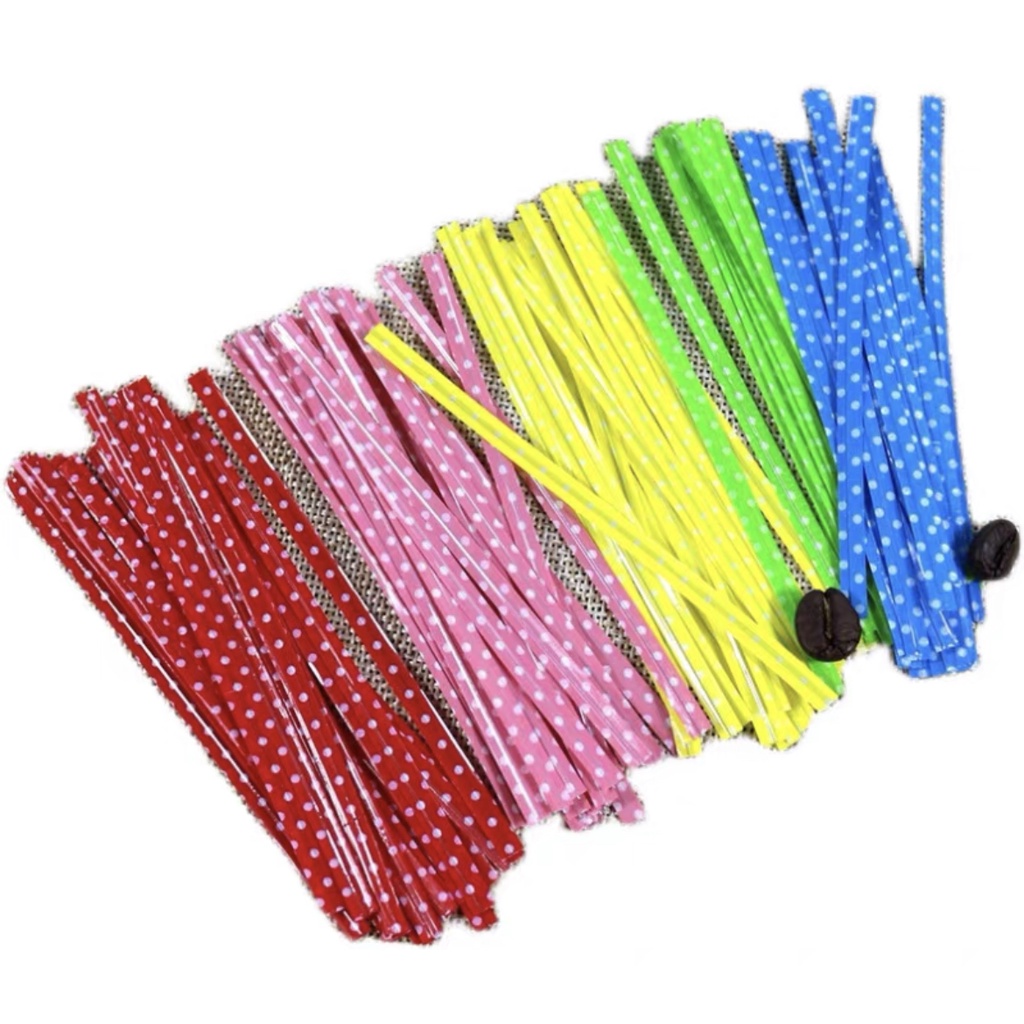 10 pcs Twist Tie motif polka kawat ikat untuk plastik snack lucu motif unik goodie bag