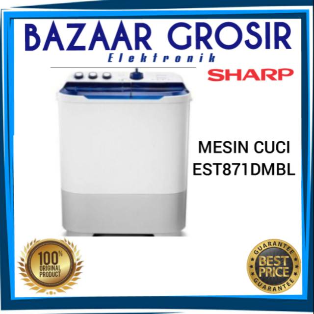 MESIN CUCI SHARP EST871DMBL 2 TABUNG ES T871DM BL 8.5KG