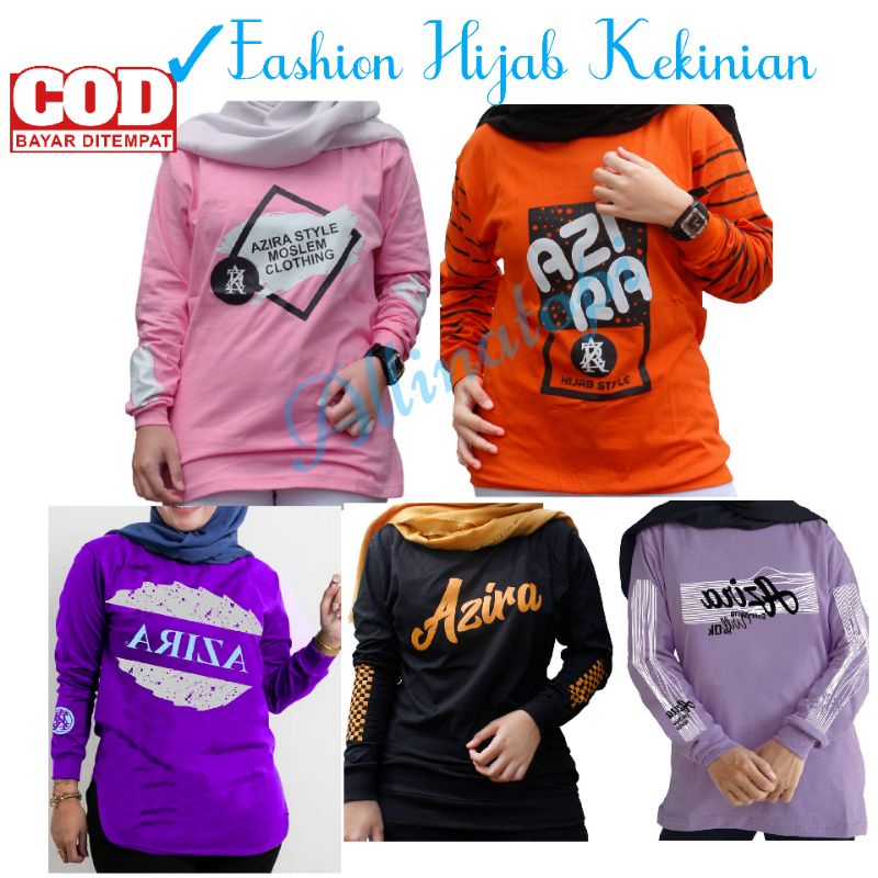 KAOS AZIRA Kaos Wanita Lengan Panjang Size M L XL XXL XXXL Pashion Hijab Terbaru