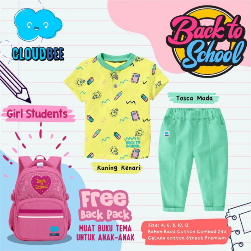 ready stok setelan free tas cloud bee