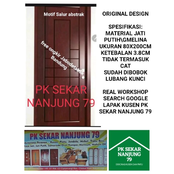 DAUN PINTU 80X200CM JATI PUTIH,AKASIA FREE ONGKIR JABODETABEK BANDUNG