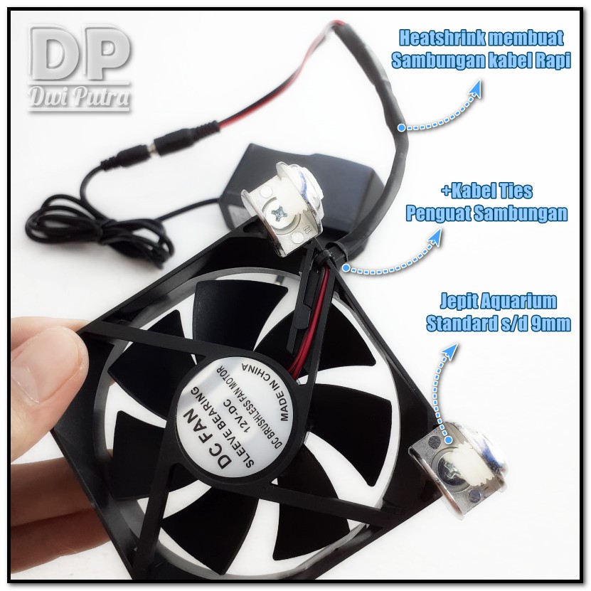 KIPAS AQUARIUM ( 8 CM ) BLACK FULLSET // HIGHSPEED RPM //AQUASCAPE PENDINGIN COOLING COOLER FAN