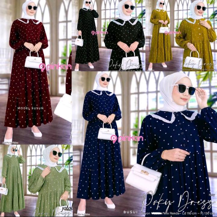 MIDI DRESS POLKADOT // MIDI DRESS POLKADOT IMPORT // MIDI DRESS MURAH