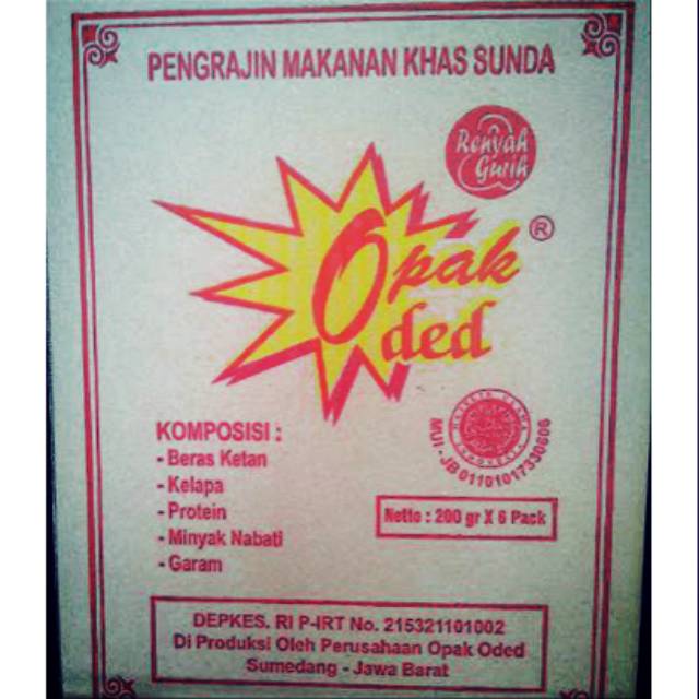 

Opak Oded kemasan dus besar isi 6 pack rasa original