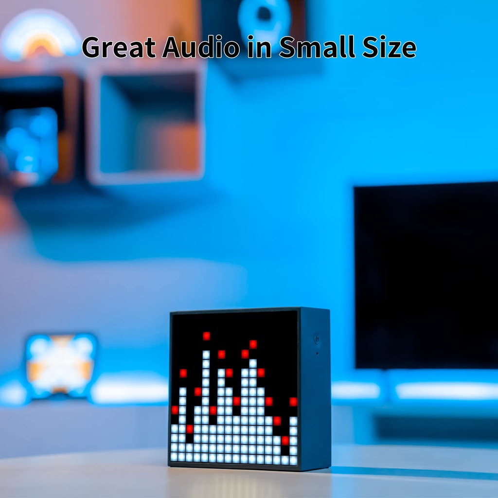 Divoom TimeBox Evo -- Pixel Art Bluetooth Speaker dengan Kontrol APLIKASI Tampilan LED 16x16 - Bingkai Animasi Keren &amp; Pengaturan Ruang Permainan &amp; Jam Alarm Samping Tempat Tidur- Hitam