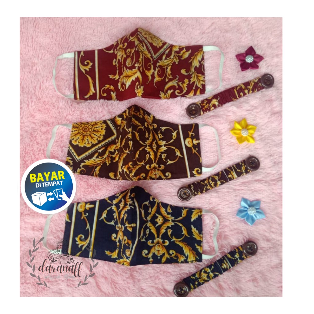 Masker sultan, masker, 3ply, masker pesta, masker mewah, masker brokat murah