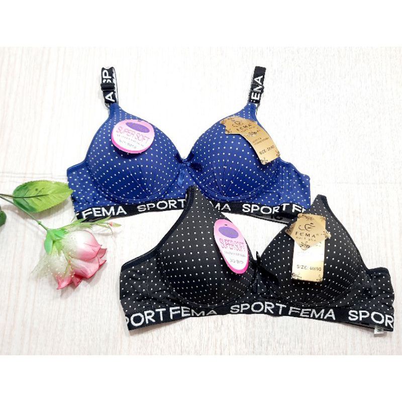 BRA SPORT BUSA POLKADOT GARIS POLOS FEMA ELOISE KAIT 2 CUP A BUSA EMPUK