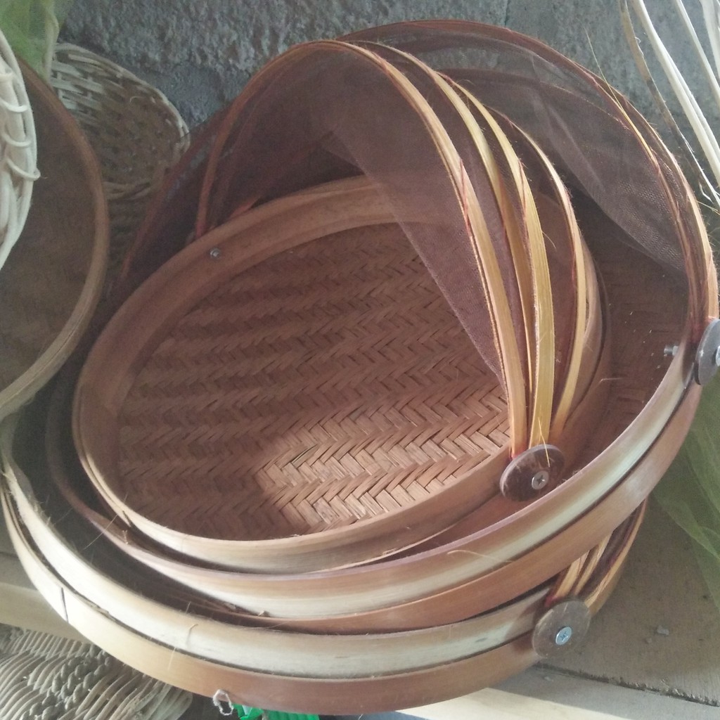 tudung saji bambu ecer ukuran kecil tempat hantaran kue basah