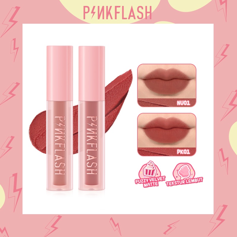 PINKFLASH Matte Lipstick Set  2 in 1 Lipstick Long Lasting Lipstik 2 Piece Liquid Lipstick Moisturising Tahan Lama