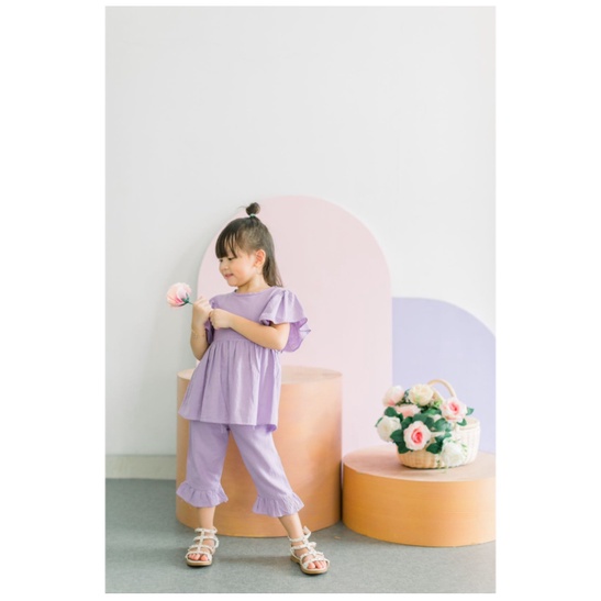 Setelan Anak Linen Smilee Bella Size 1-5Thn / Setelan anak Perempuan Lucu / Setelan anak Perempuan CBKS S23