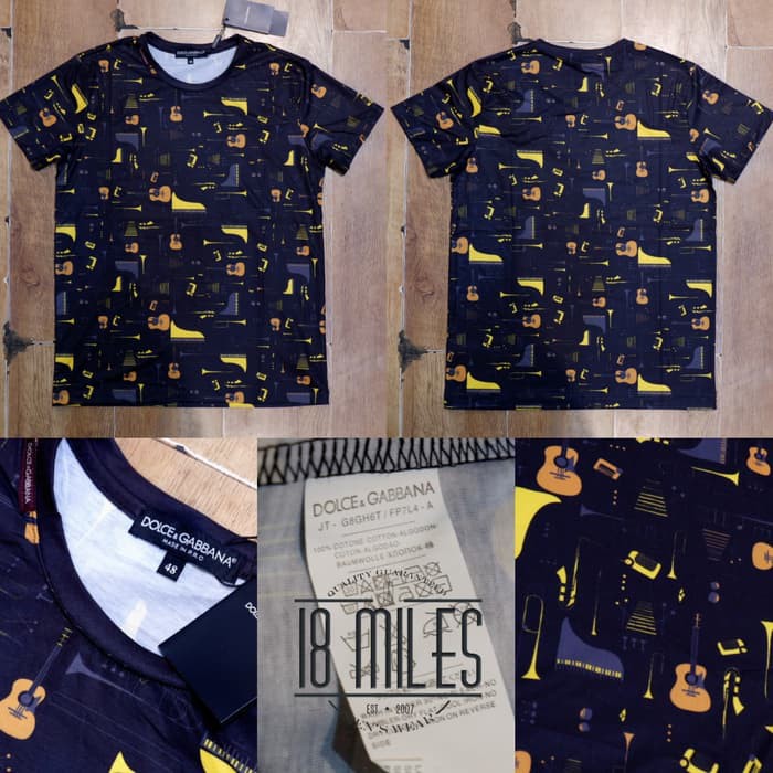 kaos oblong DOLCE & GABBANA music instrumental printed import UNISEX
