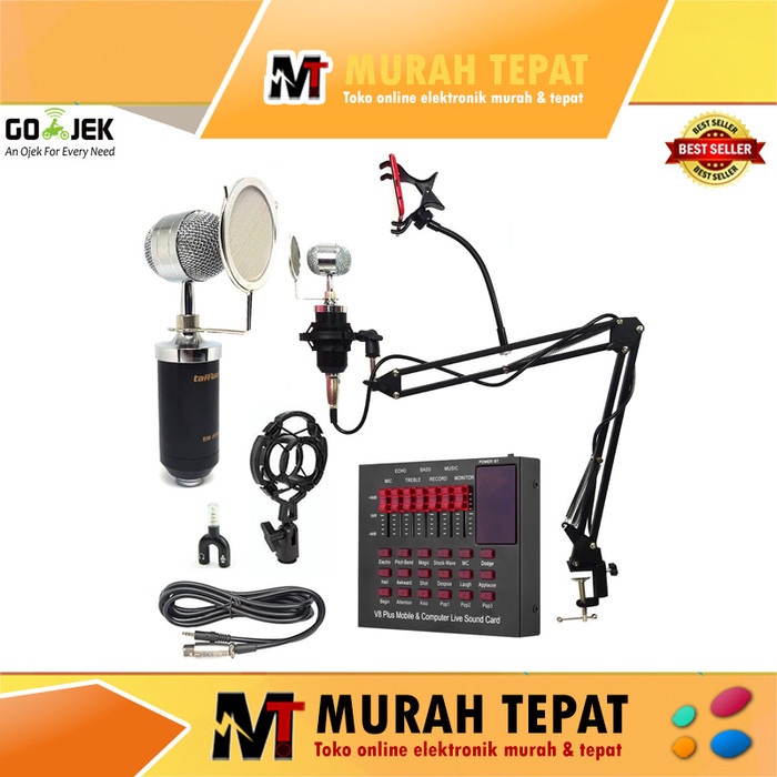 Paket Smule Recording Youtube Podcast lengkap dengan BM8000 soundcard - gold