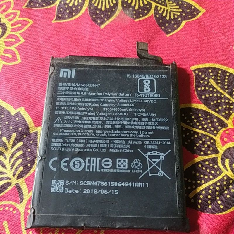 Baterai Xiaomi redmi 6 pro / Mi A2 / BN47 original copotan
