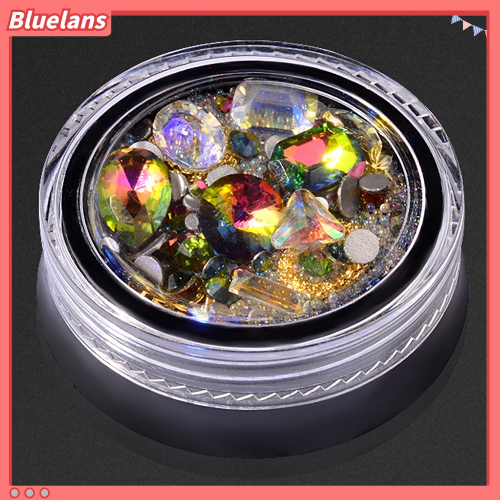 Bluelans Manik-Manik Berlian Imitasi 3D Warna-Warni Untuk Dekorasi Nail Art