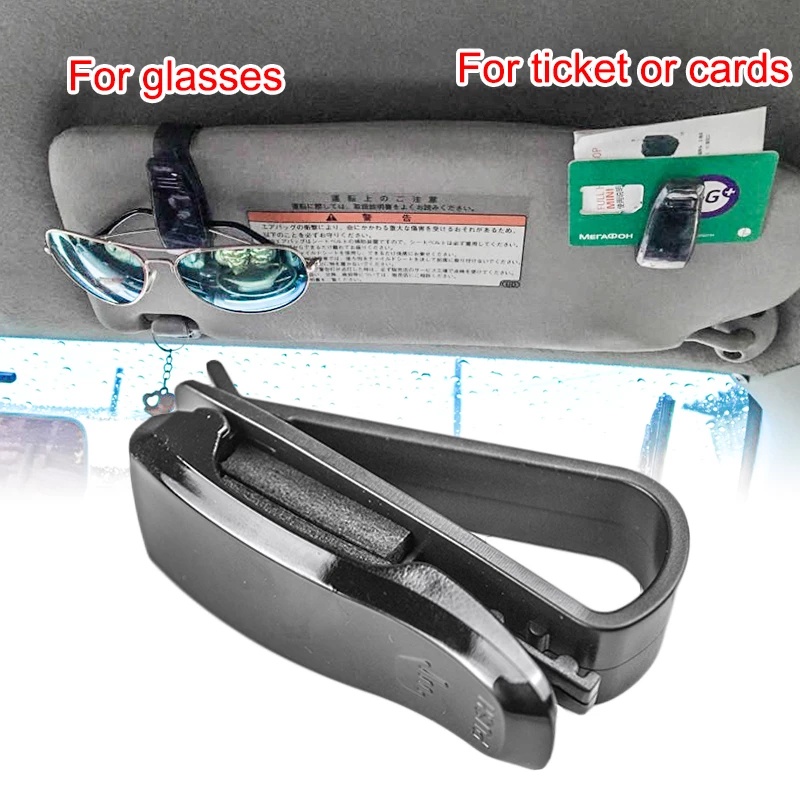 Universal Car 180° Spin Glasses Clip / With Sponge Sunglasses Clip Note Folder / Multifunction For Eye Glasses Card Pen Holder Clip