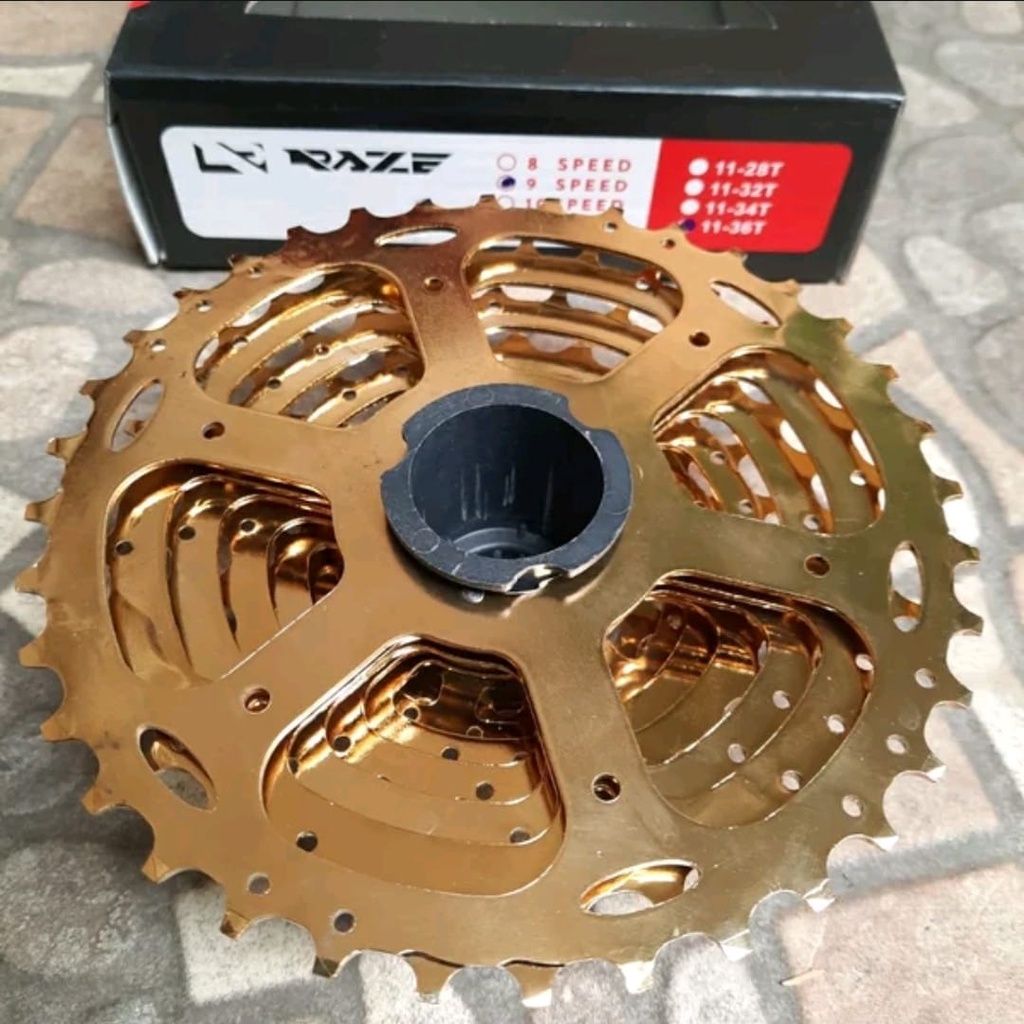 TERMURAH!!! Sprocket Sepeda 9 Speed 11-36 T Cassete / RAZE Gold / Realpict