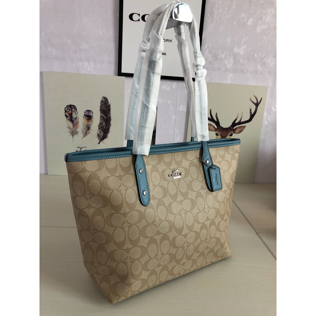 coach 58292 Canvas leather tote bag for ladies with one shoulder bag  gwd