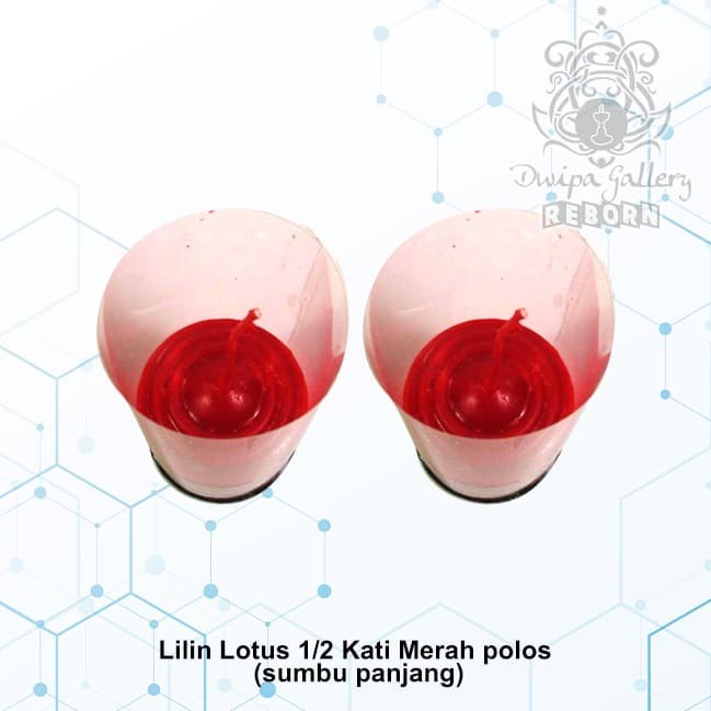 Lilin Puja Sembahyang Lotus 1/2 Kati Merah Polos (sumbu panjang)