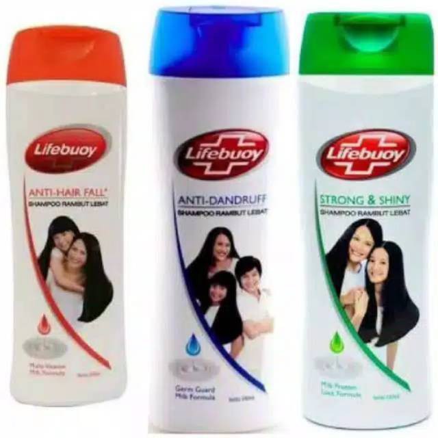 Shampoo Lifebuoy hijau (strong and shiny) / biru (anti dandruff) / merah (anti hair fall) / lemon fr