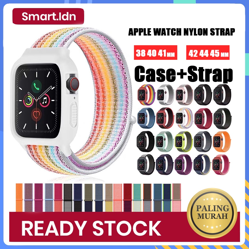 Apple Watch 2-in-1 Integrated Nylon Strap iWatch Series 38mm  40mm 41mm 42mm 44mm 45mm Replacement Soft Band