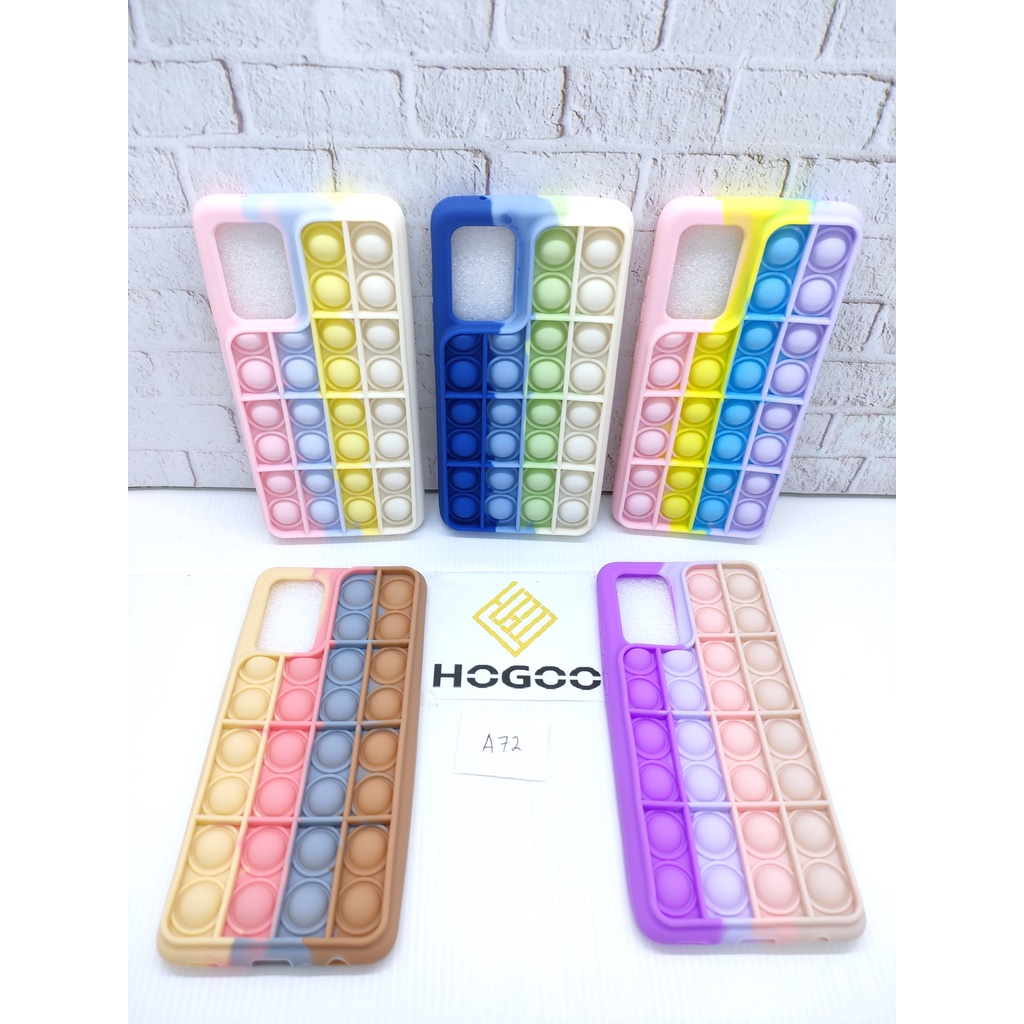 SILICONE CASE POP IT SAMSUNG A72 - CASE PENGHILANG STRESS PUSH IT BUBBLE CASE RAINBOW