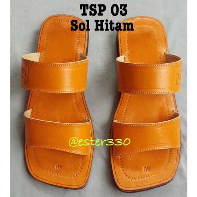 TSP03 Ban Dua Sol Hitam/ Sandal Kulit Pria/ Sandal Kulit Magetan