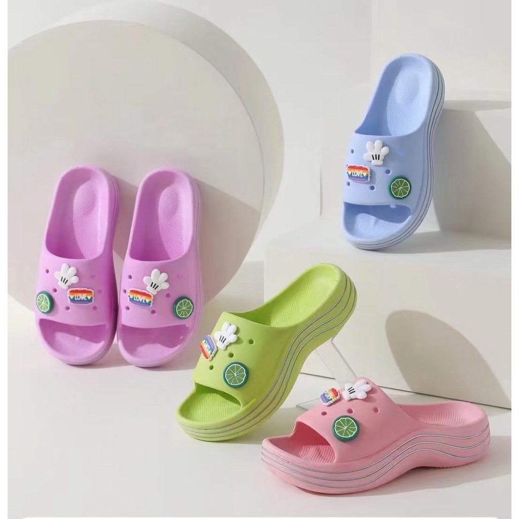 Sandal Crocs Jibbits Fuji Love Wedges + Accesories Import High Quality S2