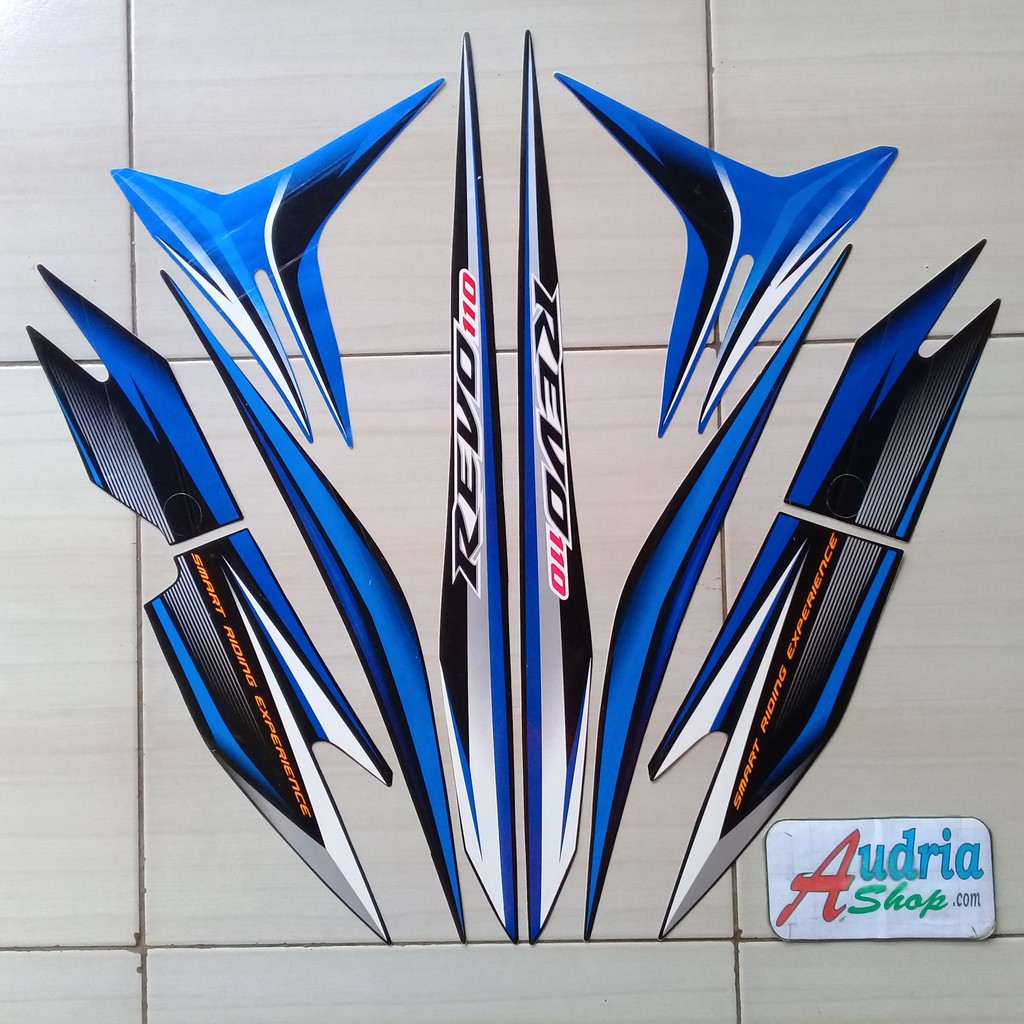 Striping Sticker Motor Honda Revo Std 110 2013 Hitam-Biru | Shopee Indonesia