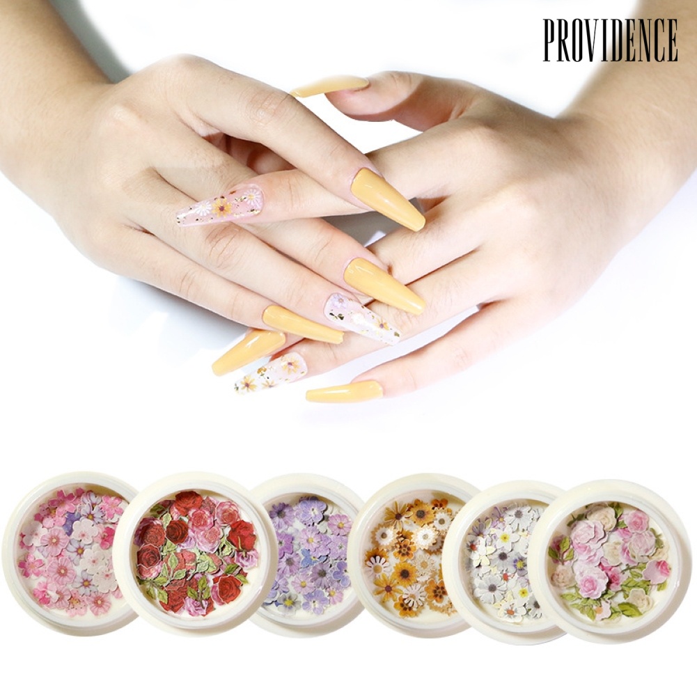 Providence Simulation Rose Marguerite Sakura Decals Wood Pulp Slices Nail Art Decorations