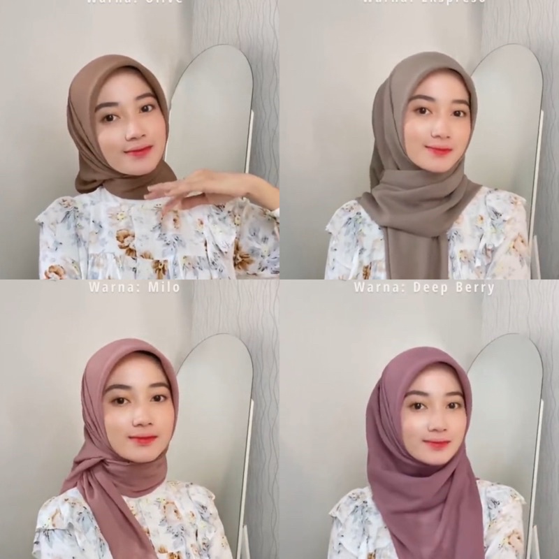 Plain hijab (Hijab segiempat double hycon jahit tepi)