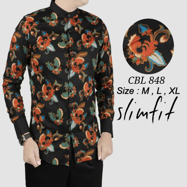 Batik Pria Kerah Sanghai - Koko Batik Pria - Batik Lengan Panjang Kerah Koko