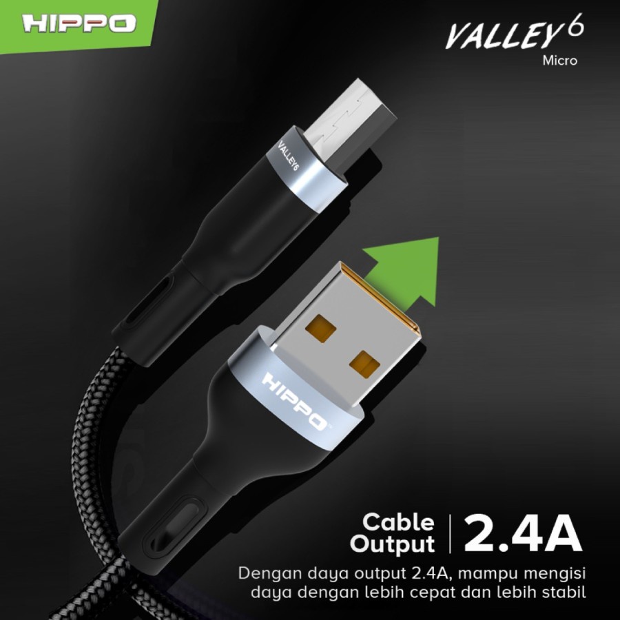 Kabel Micro USB Fast Charging Hippo Valley 6 Kabel Data Micro 100cm