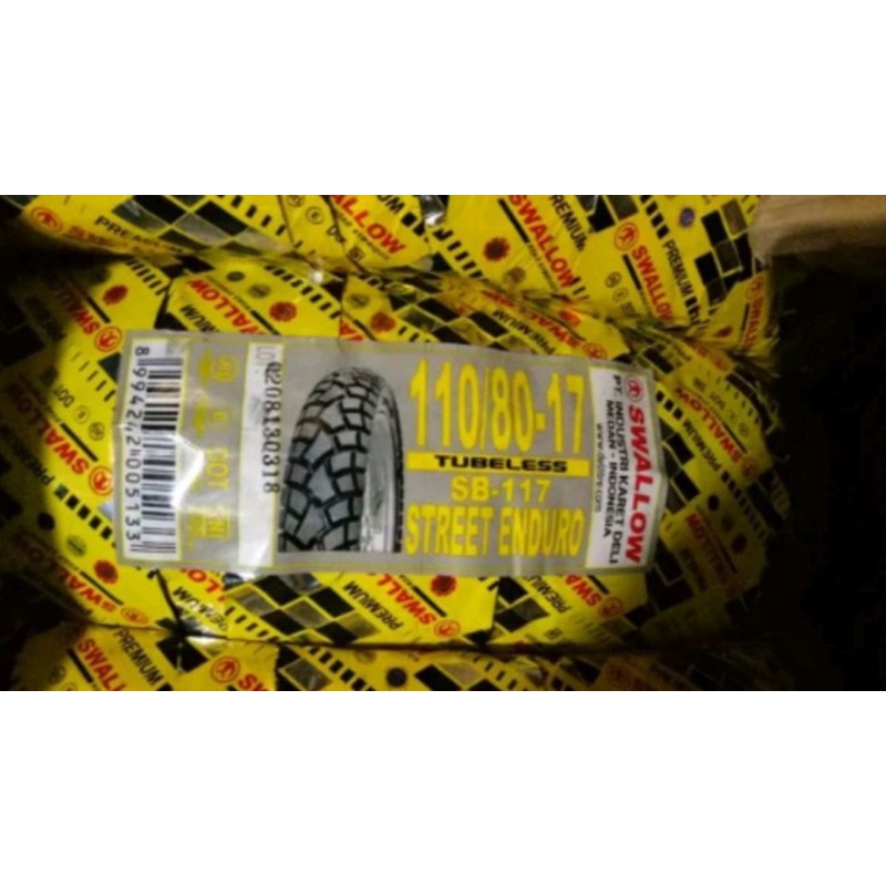 Ban Luar 110 80 x 17 SB117 Street Enduro Swallow Tubless  - 110 80 ring 17 SB 117 TL - Swalow