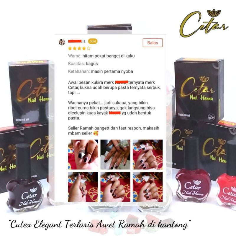 CETAR NAIL HENNA 10ML / KUTEK CETAR / HENA KUKU / KUTEK MUSLIMAH / TUFFAH / NAURAA