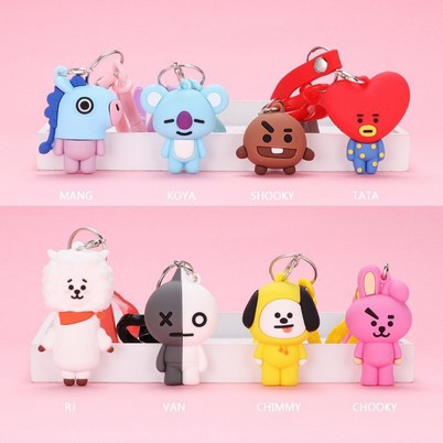 ( Ecer 1 Pcs ) AKSESORIS GANTUNGAN KUNCI BT2I BT$ CUTE / BISA COD GANTUNGAN KUNCI CABANG SUSUN MOTIF BT21