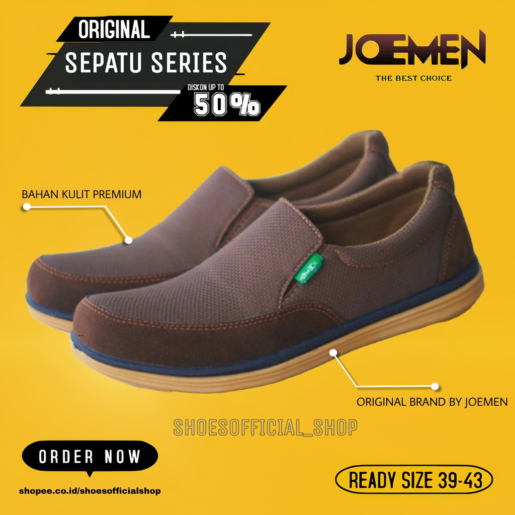 [ORIGINAL] SEPATU KULIT CASUAL KASUAL SLIP ON TANPA TALI SANTAI KERJA KANTOR FORMAL PRIA DEWASA