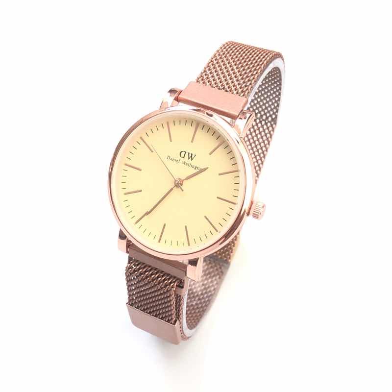 COD JAM TANGAN WANITA RANTAI MAGNET MURAH GROSIR ARLOJI IMPORT PREMIUM JAM TANGAN MURAH CEWEK W129-rose goid-rose