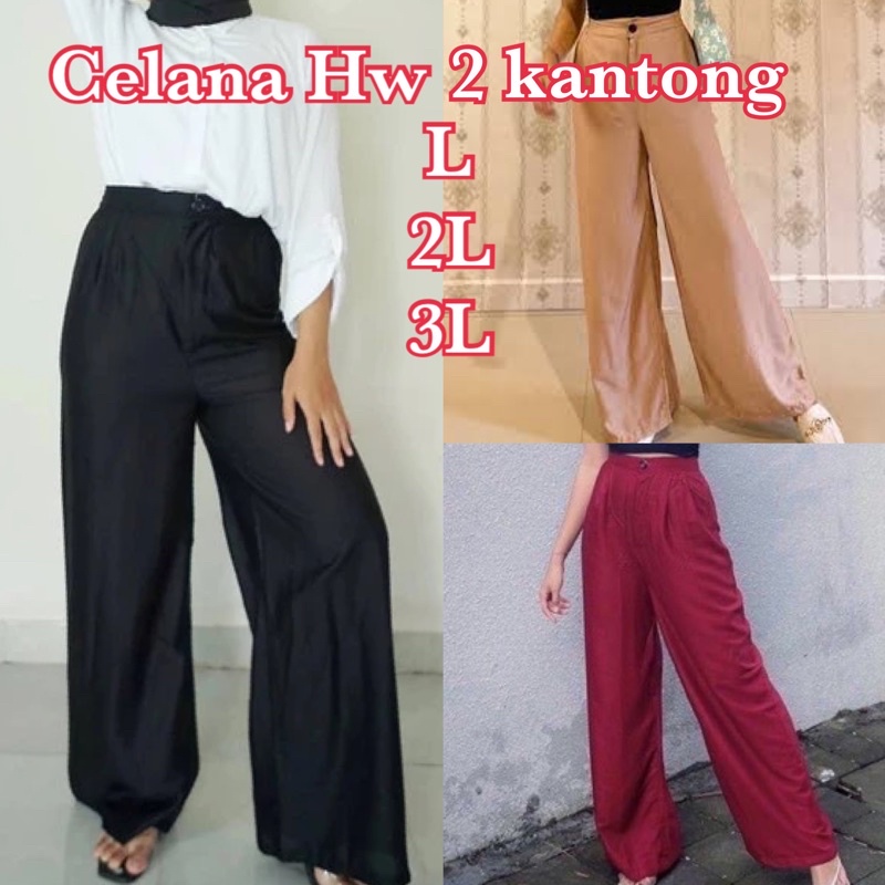 celana highwaist kulot rayon premium lembut dan nyaman L 2L 3L