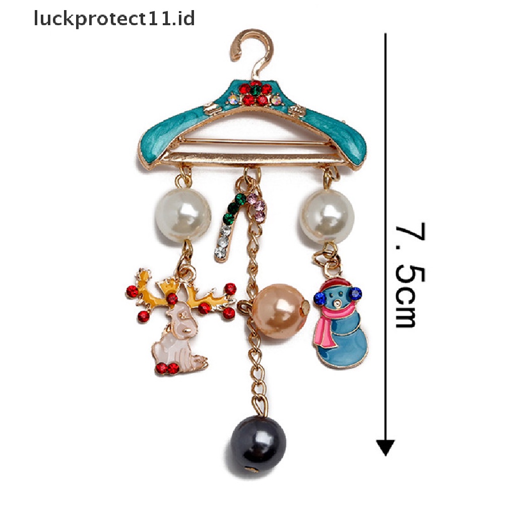 &lt; Luckprotect11. &lt; LuckproteksiBros Pin Motif Rusa / Snowman / Mutiara / Berlian Imitasi Untuk Wanita