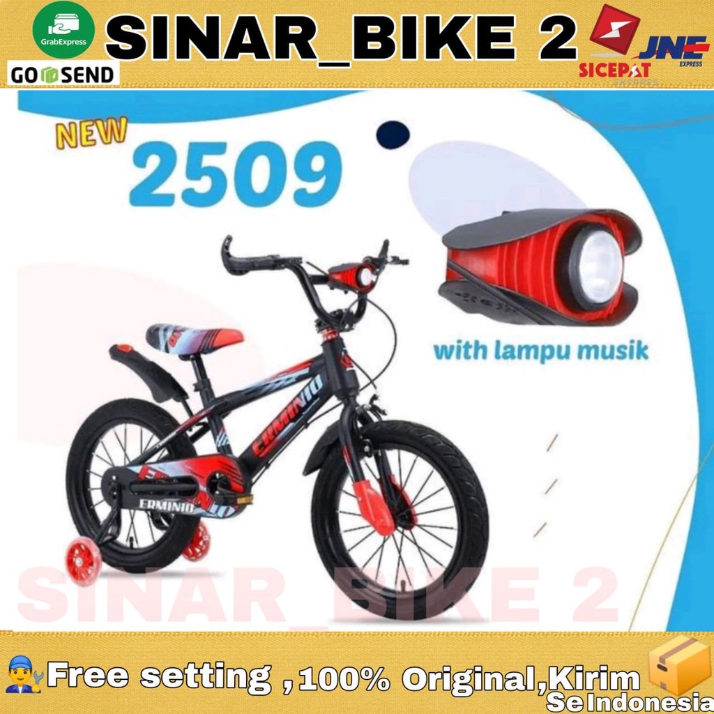 Sepeda Anak Laki BMX ERMINIO New 2509 Ukuran 12 16 18 Musik Dan Lampu