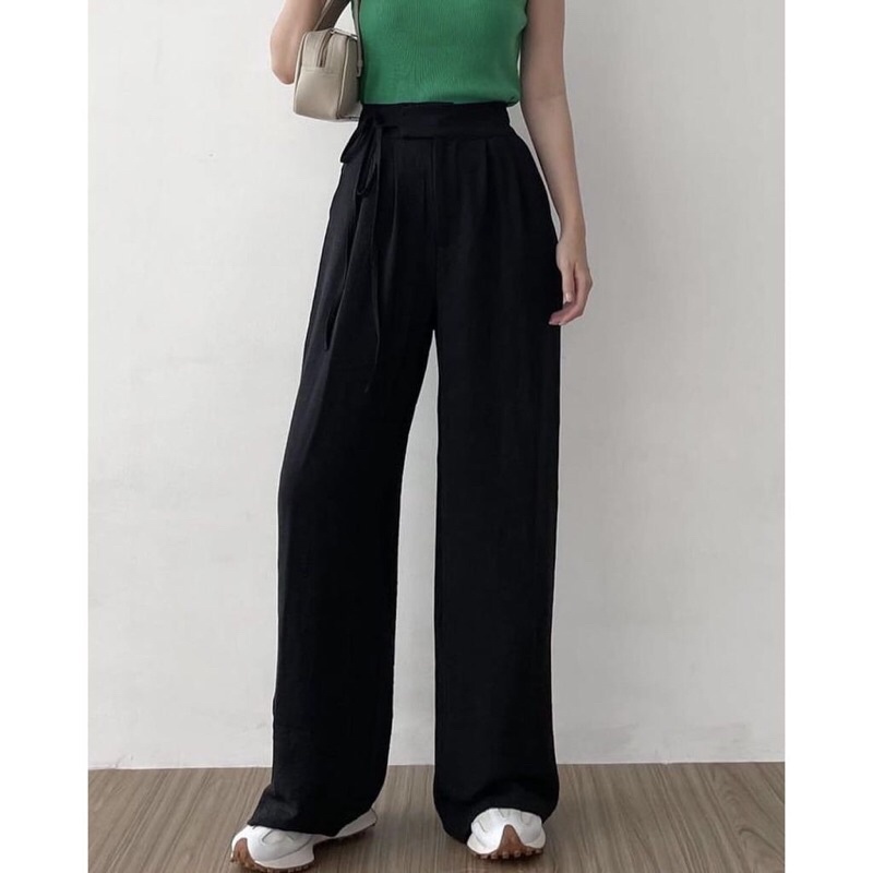 Celana cringkel tali samping/celana cringkel kekinian/celana cringkel airflow/Cringkle Airflow Premium Zoey Loose Pants Kulot Highwaist / Cullotes Celana Kerja Anti Kusut