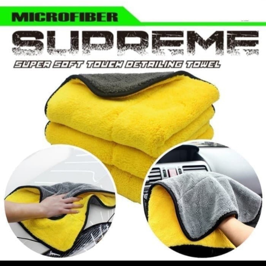 Lap Mobil 2 in1 Warna Sisi Microfiber serbaguna Lembut Tebal Towel Car Cleaning Tools Anti Lecet