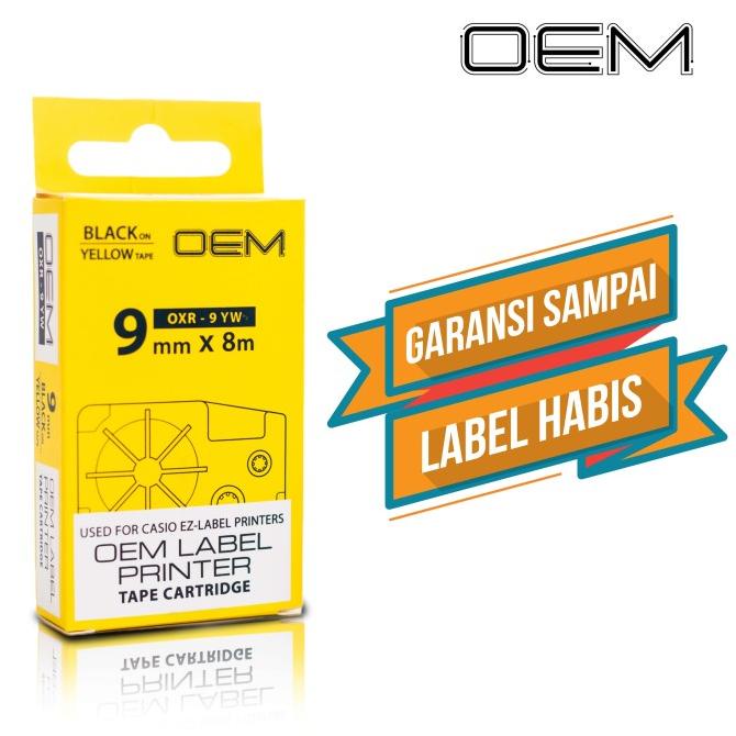 

OEM TAPE EZ LABEL CASIO 9MM BLACK INK YELLOW (OXR-9YW) Star Seller Termurah