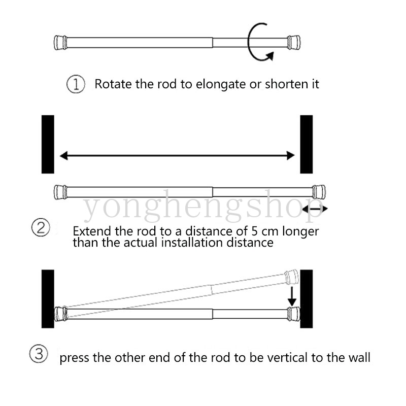 Tiang Tirai Shower / Lemari Pakaian Multifungsi Adjustable Extendable Untuk Kamar Mandi