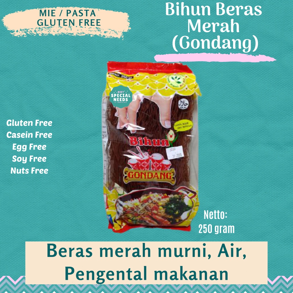 

Bihun Beras Merah 200g - Gluten Free, Egg Free, Soy Free, VEGAN - Diet Special Needs