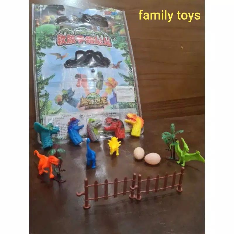 family games Mainan 15pc boneka dinosaurus jari karet anak dewasa