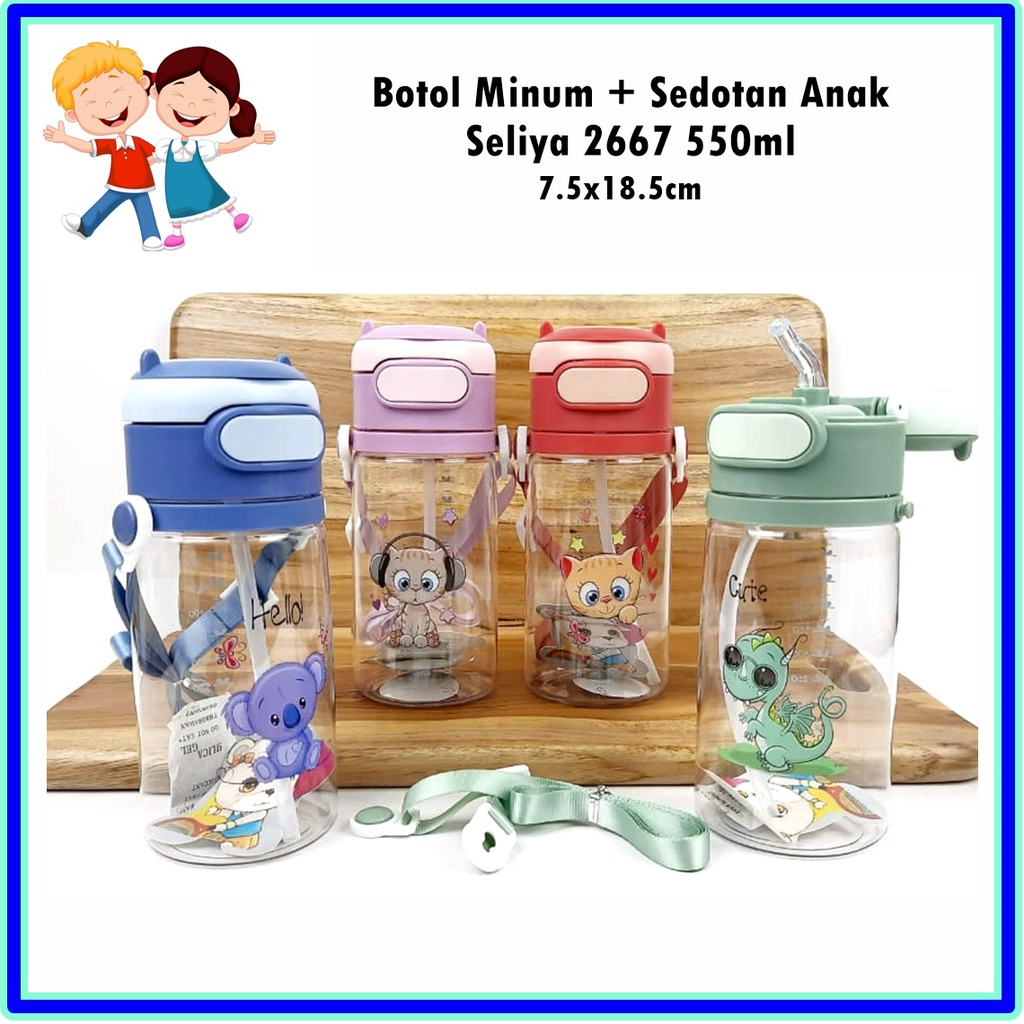 Botol Minum Sedotan Anak Krakter 550ml 2661 SELIYA