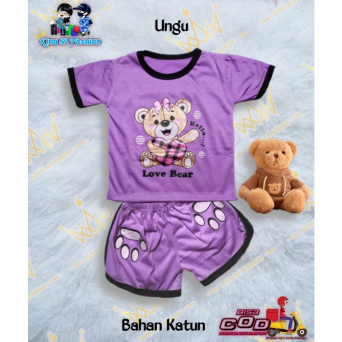 setelan anak playset # CUPA CUPS # MOTIF LOVE BEAR # setelan anak balita...