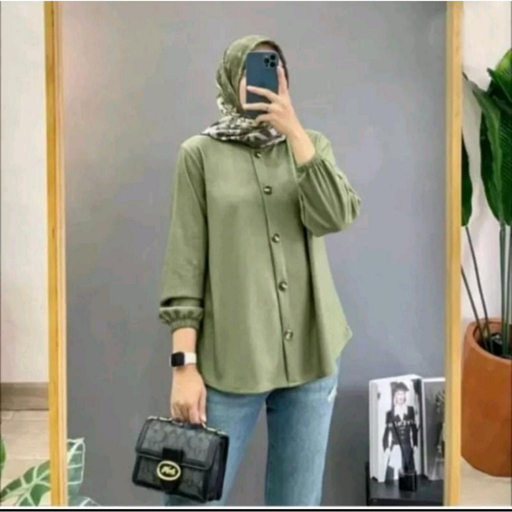 Baju Atasan Wanita Naura Blouse baju muslim bahan crinkle terbaru